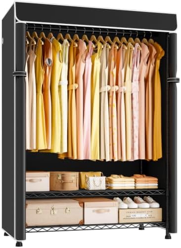ULIFHOME H5C Max Clothes Rack with Cover, Covered Clothing Rack Heavy Duty by UlifHome