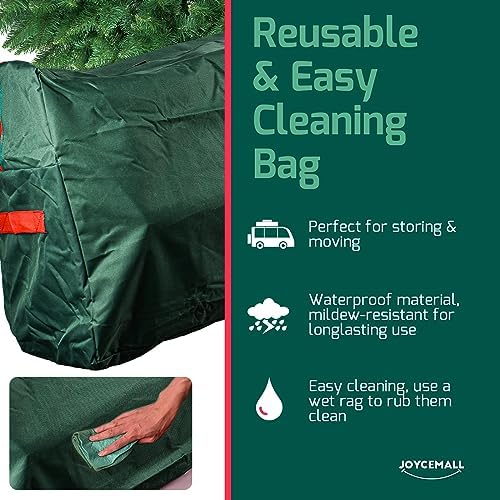 Christmas Tree Storage Bag Fits Up to 7.5 Feet Diassembled Tree, JOYCEMALL Heavy Duty Waterproof Artificial Xmas Tree Container Extra Large Moving Bag with Reinforced Handles & Dual Zipper - Green - Image 5
