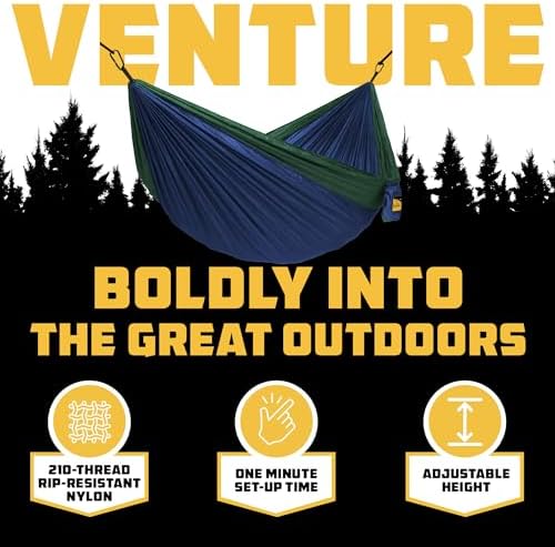 Wise Owl Outfitters Hammock for Camping Double Hammocks Gear for The Outdoors Backpacking Survival or Travel - Portable Lightweight Parachute Nylon DO Navy & Forrest - Image 3