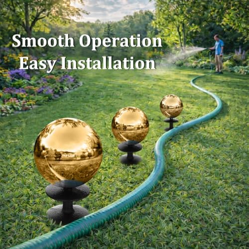 Tandefio 3 Pcs Garden Hose Guide Spike 13.5'' Decorative Ball, Gold - Image 6