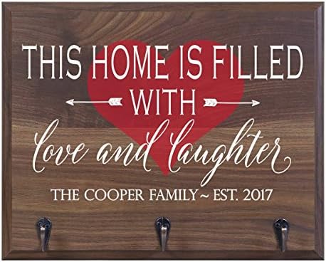 Rooms Organized Personalized This Home is Filled with Love and Wall Mounted Coat, Hat, Key, Pet Leash Collar Rack New Home with 3 Hooks 15" w x 12" h 4.25" deep (This Home is Filled) by Unknown
