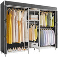 VIPEK Classic V6C Heavy Duty Covered Clothes Rack 5 Tiers Wire Garment Rack Large Size Wardrobe Closet White Metal Clothing Rack with Black Oxford Cover, 70.1" L x 17.3" W x 76.4" H, Max Load 870 LBS by VIPEK