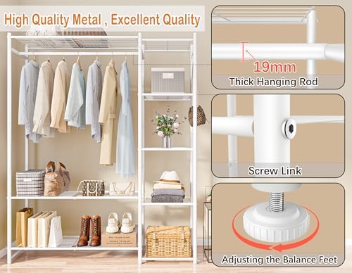 HOMIDEC Wardrobe Closet,Portable Clothes Rack with 4 Tiers Shelves - Image 4