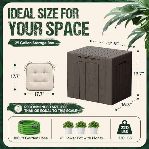 Devoko 29 Gallon Deck Box, Waterproof Resin Outdoor Storage Box - Image 6