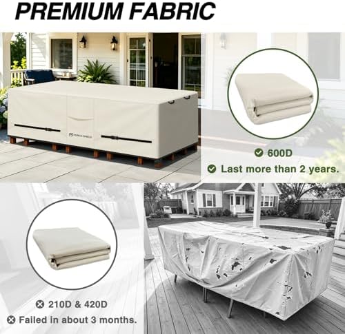 Porch Shield Waterproof Rectangular Patio Table Cover 108 x 70 inch, Beige - Image 5