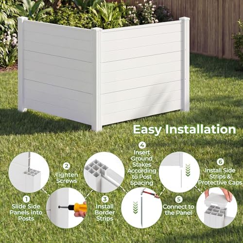 GIANTEX No-Dig Air Conditioner Fence, 4 Panels, 48''W x 36''H, White - Image 5