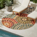 Unique Loom Outdoor Modern Collection Area Rug - Spark (5' 1" Round, Beige/ Burgundy) by UniqueLoom