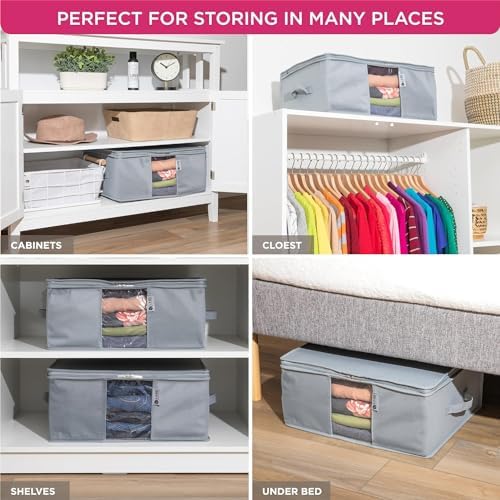 Cedar Clothes Storage Bag Organizer, Protects From Moths, Set of 2, Grey - Image 4