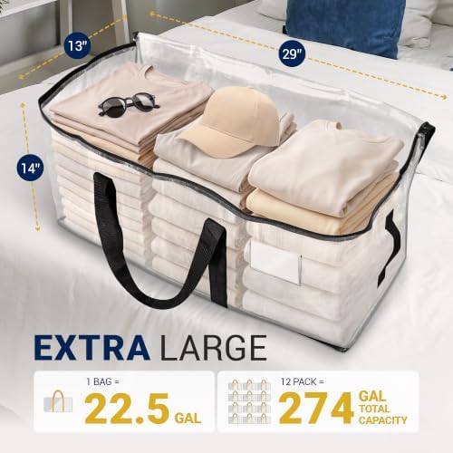 Reli. Moving Bags Heavy Duty (12 Pack) Clear Extra Large Totes - Image 2