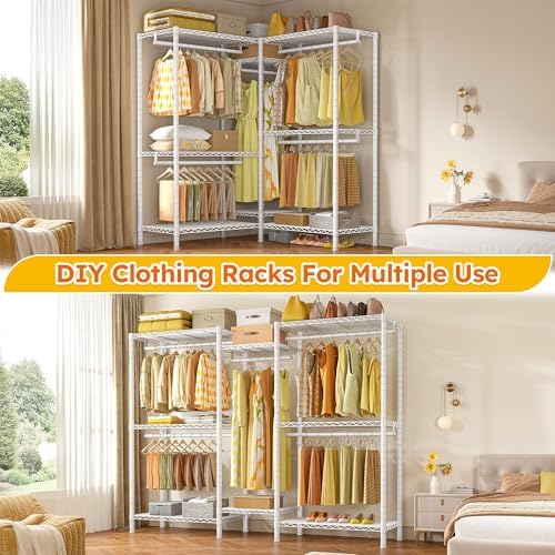 Raybee Clothes Rack, Freestanding Closet Storage System, 5 Rods 8 shelves - Image 3