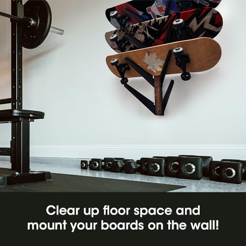 J JACKCUBE DESIGN Skateboard Wall Mount Storage Rack, Longboard Organizer Horizontal Display Holder Floating Shelf for 5 Skate Deck - MK957A - Image 6