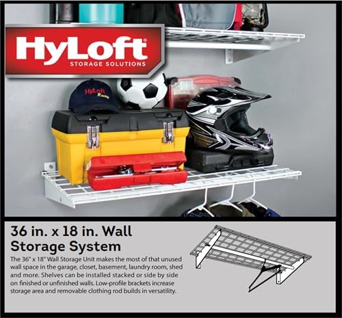 HyLoft 2-Pack Heavy Duty Steel Wall Garage Shelving, 36 in. x 18 in. Adjustable, Includes Hanging Rod, Max Shelf Load 200 Pounds, Item 777, White Powder Coated Finish - Image 4