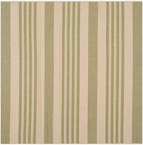 SAFAVIEH Washable Rug Outdoor Courtyard Collection - 6'7" Square, Beige & Sweet Pea, Non-Shedding & Easy Cleaning, Ideal for Patio, Backyard, Mudroom (CY6062-218) by Unknown