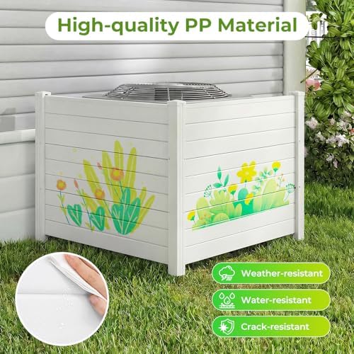 GIANTEX No-Dig Air Conditioner Fence, 4 Panels, 48''W x 36''H, White - Image 3