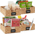 Best Choice Products Set of 4 16x12in Large Water Hyacinth Pantry Baskets, Woven Organizers w/Chalkboard Label, Chalk Marker - Natural by BestChoiceProducts