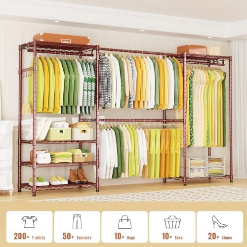 Ulif E1 Heavy Duty Closet Garment Rack, 6 Tiers Adjustable Clothes Rack - Image 2