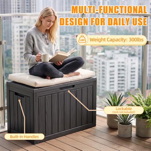 Vixzen Small Deck Boxes Outdoor Waterproof Storage, 55 Gallon, Black - Image 6