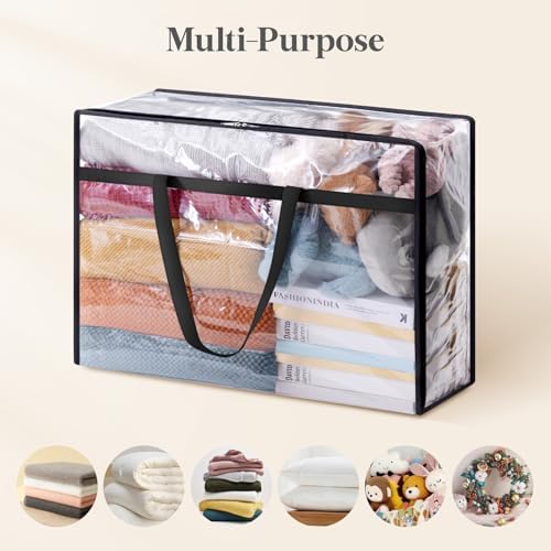 Lifewit 6 Pack Clear Clothes Storage Bags, 75L Plastic Blanket Storage Bag, Vinyl Foldable Moving Bags with Zipper, Closet Organizers and Storage Containers for Bedding, Duvet, Comforter - Image 5