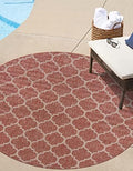 Unique Loom Outdoor Trellis Collection Area Rug - Trellis (Round 10' 8" x 10' 8", Rust Red/ Ivory) by UniqueLoom