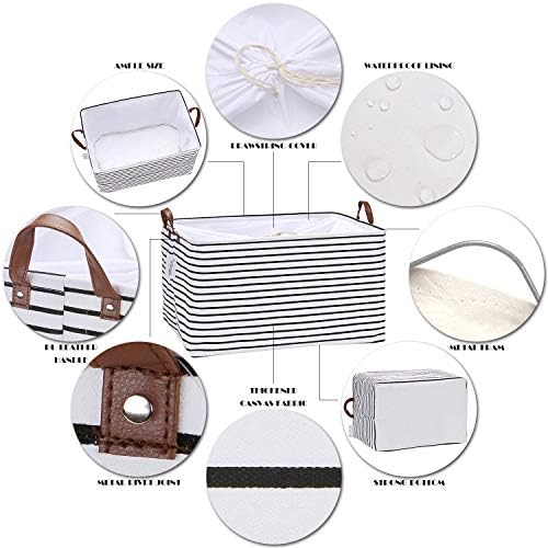 Hinwo 70L Extra Large Canvas Storage Bin with Lid and Handles, 6-Pack - Image 4