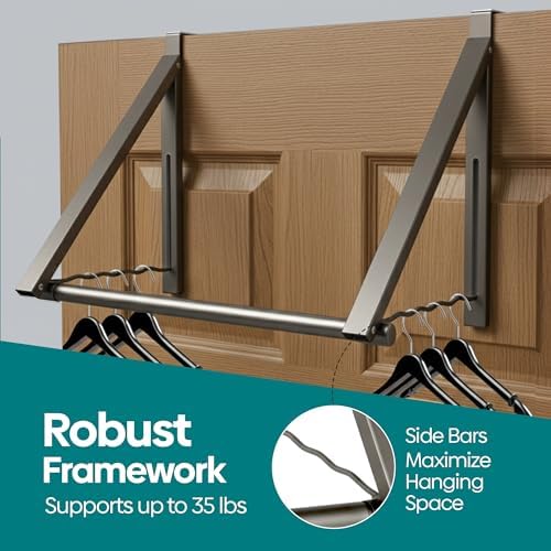 HOLDN’ STORAGE Over The Door Hanger Rack Foldable, Satin Nickel - Image 6