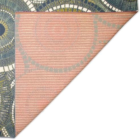 Liora Manne Marina Indoor/Outdoor Power Loomed Synthetic Blend Low Profile Area Rug - Transitional Geometric Casual Medallion Colorful (Circles Azure) (6'6" x 9'4") - Image 5