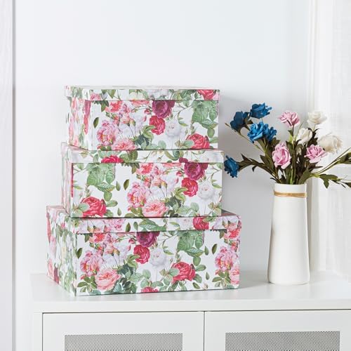 Soul & Lane - Rose Romance Decorative Storage Boxes with Lids, Set of 3 - Image 2
