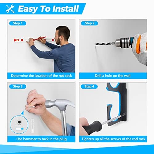 PLUSINNO H5 Horizontal Fishing Rod/Pole Holders for Garage, Wall Ceiling Mounted Fishing Rod Holder, Aviation Aluminum Fishing rod rack Holds up to 5/10/20 Rod or Combos Fishing Gear and Gifts for Men - Image 7