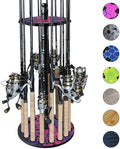 Rush Creek Creations | Round Spinning Fishing Rod Holder for 16 Freshwater Fishing Poles, Fishing Gear, and Fishing Accessories | Fishing Rod Rack with 16 Fishing Rod Clips for Garage Organization by RushCreekCreations