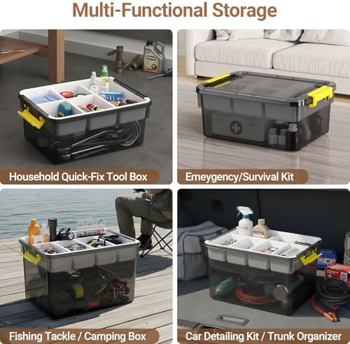 80Qt Stackable Storage Bins with Lids Trays Craft Box Organizers, 2Pack, GY - Image 5
