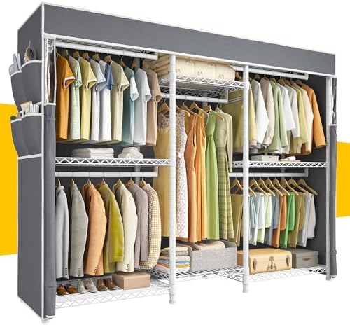 Raybee Heavy Duty Clothes Rack with Cover, 905LBS Capacity, Sturdy Steel by Raybee