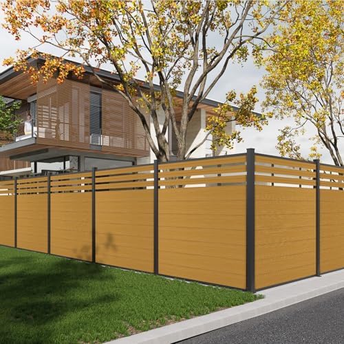 6x6 FT Wood Composite Privacy Fence Panel,Semi-Enclosed Outdoor AC Unit Cover,Trash Can Barrier | Weatherproof, Easy Installation, Durable Composite Fencing (Yellow Teak with 1 Post) - Image 6