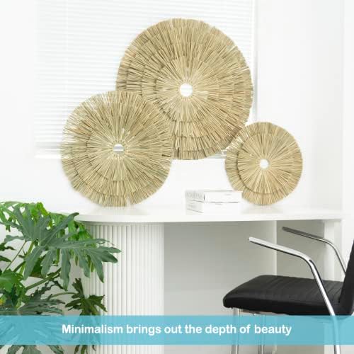 VATIMA Boho Wall Décor – Simple Oversized Wall Basket Décor for Home and Office – Seagrass Wicker Basket Wall Décor Set – 3pcs Flat Baskets – Easy to Hang – Handmade Design – Small/Medium/Large - Image 5