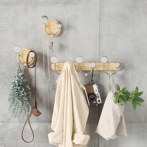 Umbra Melody Wall-Mount Coat Rack Rail with Nine Hooks, Natural/Nickel - Image 7