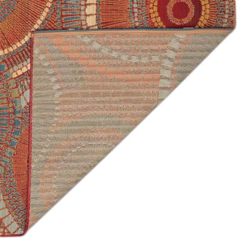 Liora Manne Marina Low Profile Durable Indoor/Outdoor Woven Rug- Circles Saffron 2'7" x 4'3" - Image 6