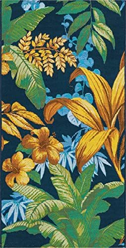 Unique Loom Outdoor Botanical Collection Area Rug - Calypso (2' 7" x 5' 3" Runner, Multi/ Light Blue) - Image 2