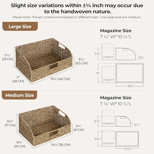 StorageWorks Pantry Baskets for Organizing, Seagrass Storage Baskets,2-Pack - Image 2