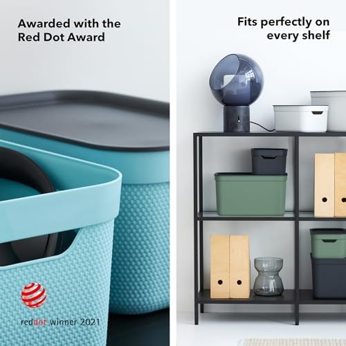 Rotho Jive Set of 3 Storage Box 5l with Lid, Recycled Plastic, Green - Image 6