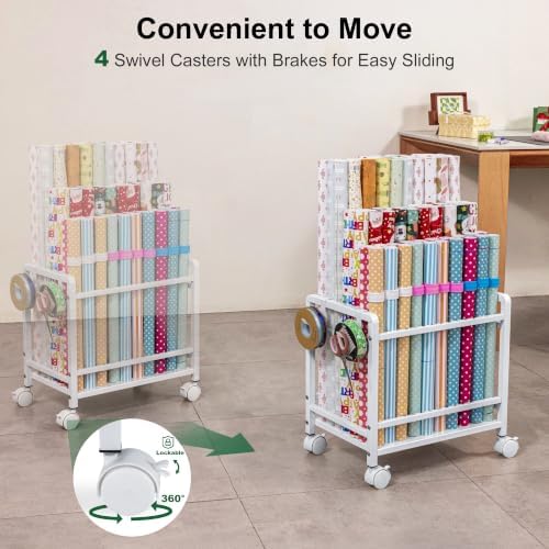 Aquzee Wrapping Paper Storage Organizer, Blueprint Holder, 6 Adjustable Rod - Image 6