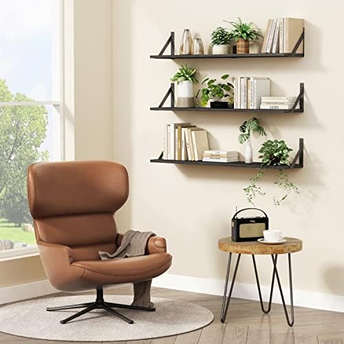 Forbena Floating Shelves 36 Inches Long 8 in Deep Set of 3, Large Wall Shelf for Bedroom Books, Heavy Duty Wide Wall Shelving for Living Room Office Kitchen Closet Organizers and Storage (Black) - Image 2