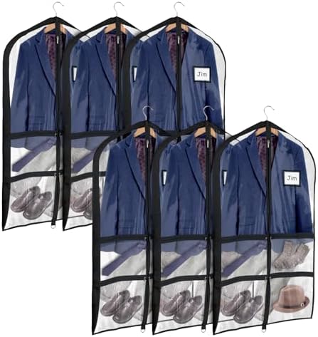 Univivi 40 Inch Dance Costume Garment Bags for Dancers, Clear Black, 6 Pack by Univivi