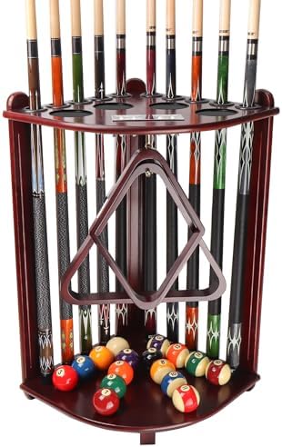 GSE Billiards Pool Cue Racks with Score Counters Hold 10 Cues, Mahogany by GSEGamesSportsExpert