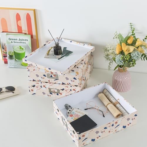 Soul & Lane - Cardboard Storage Boxes with Lids, Set of 3, Terrazzo - Image 7