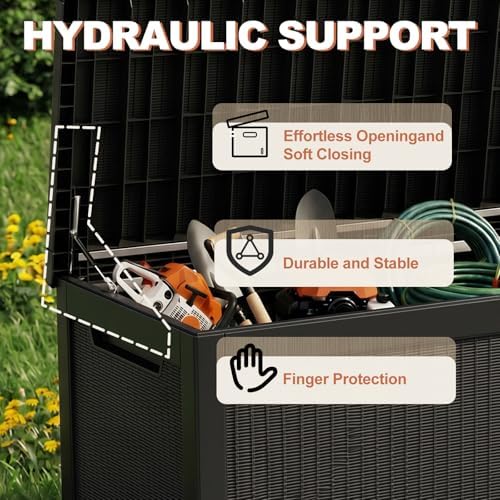 EFU Outdoor Storage Box 360 Gallon Deck Box, Waterproof Resin, Black - Image 4