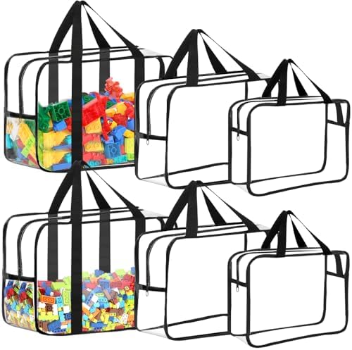 6Pcs Large, XL, XXL Toy Storage Bags with Labels Clear Toy Organizer by OPELETNNT