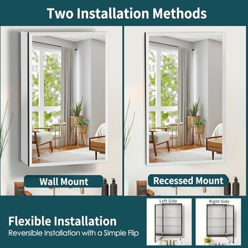 Movo 15 Inch x 24 Inch Medicine Cabinet with Mirror - Image 5