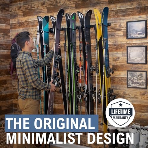 StoreYourBoard Ski Wall Mount Rack, Holds 5 Pairs of Skis, Supports 300 lbs - Image 2