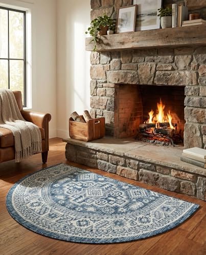 Rugs.com Outdoor Aztec Collection Rug – 3x6 Hearth Blue Flatweave-Pile Rug Perfect for Living Rooms, Large Dining Rooms, Open Floorplans - Image 4