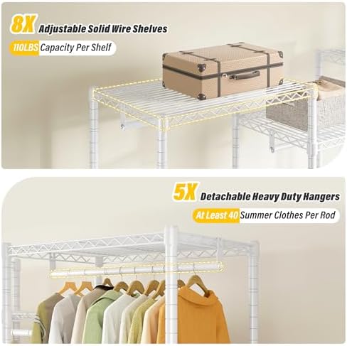 Raybee Heavy Duty Clothes Rack with Cover, 905LBS Capacity, Sturdy Steel - Image 5