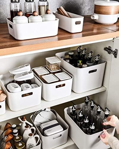 Set Of 4 Plastic Storage Bins,11.8×8×10 Inch Versatile Kitchen Pantry Organization and Storage,for Plastic Storage Container Under Bed,Under Sink Bathroom Organizer (White, 4L.) - Image 3